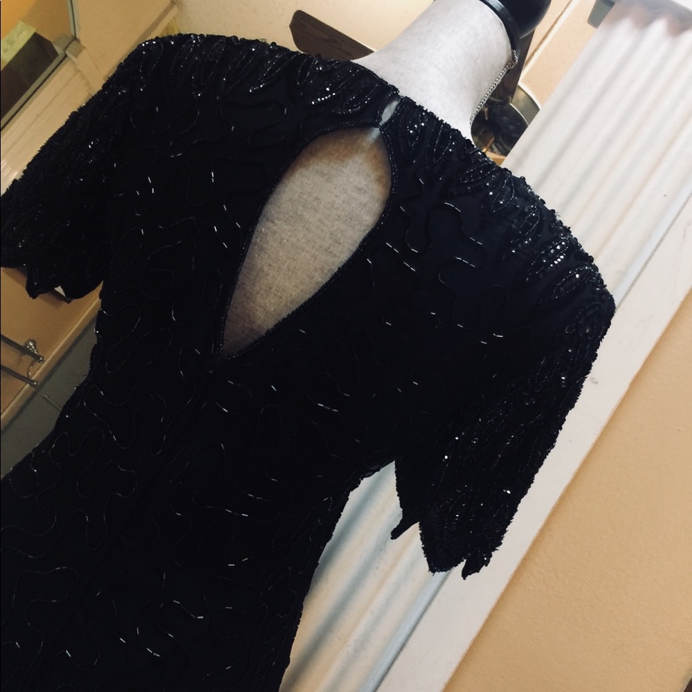 True Vintage Beaded Sequin Gatsby Retro Dress S♥️ - Picture 3 of 8